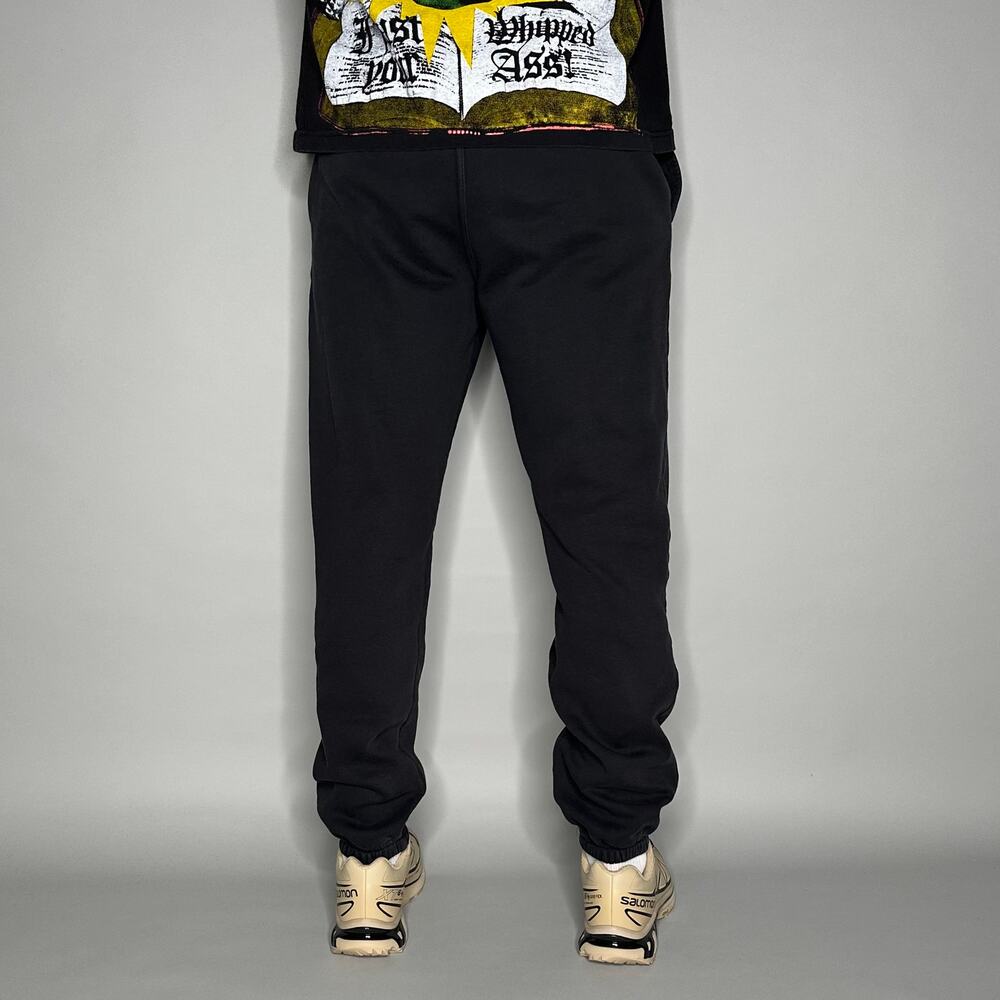 Vintage Y2K Adidas Sweatpants Mens XS Jet Black White Logo Cotton Joggers - Picture 3 of 4